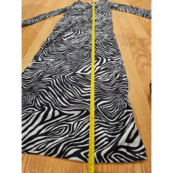 Victoria's Secret Maxi Slip Dress Small Black White Zebra Side Slits Angel - Picture 7 of 8